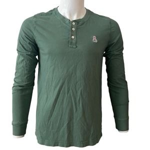 Psycho Bunny Mens XS Long Sleeve‎ Henley Shirt Olive Green Casual Top